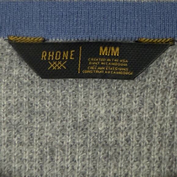 Rhone Wool Cashmere Sweater Men’s M Light Gray Heather Waffle Knit NWT - Picture 2 of 11